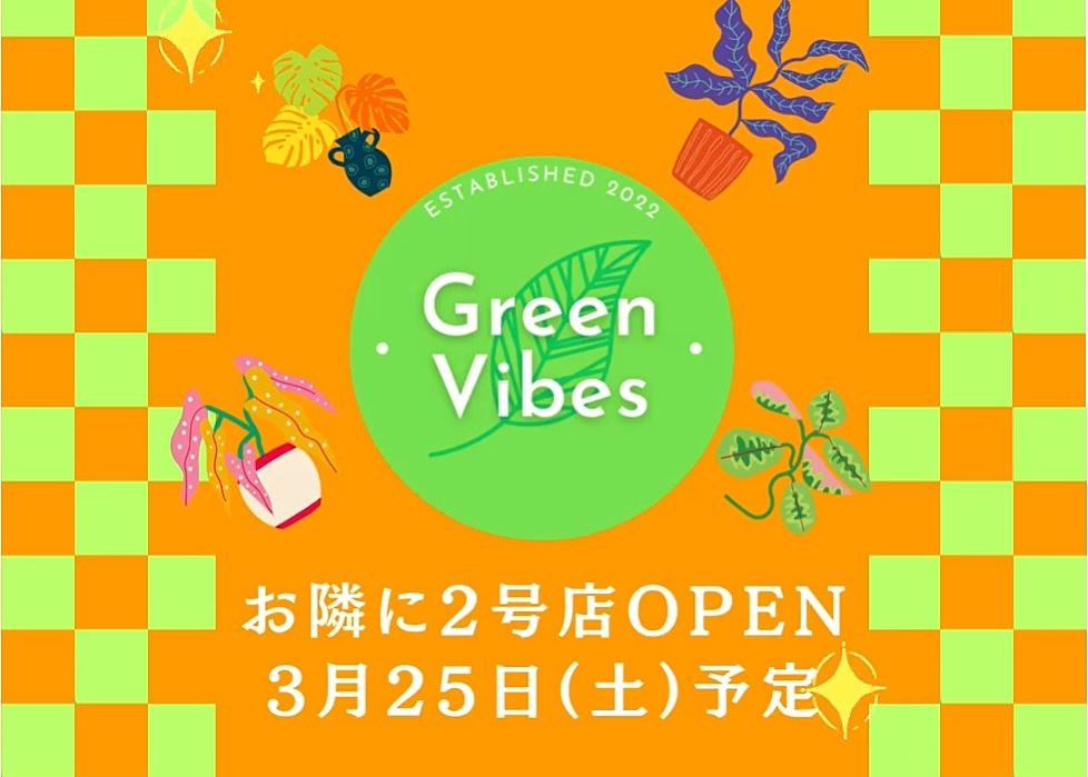  《Green Vibes 〜グリーンバイブス〜 》2号店がオープンします(∩´∀｀)∩
